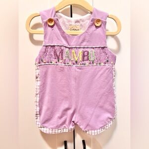 Boys Smocked Mardi Gras Purple Jon Jon Romper